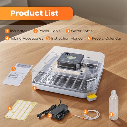 48 Incubators for Hatching Eggs, Egg Incubator with Automatic Egg Turning and Humidity Control, Temp Control, Egg Candler, Auto Water Refilling, Incubator for Chicken Eggs, Duck and Quail Eggs | Egg Candler, Egg Incubator for Chicken, Duck & Quail, Easy t