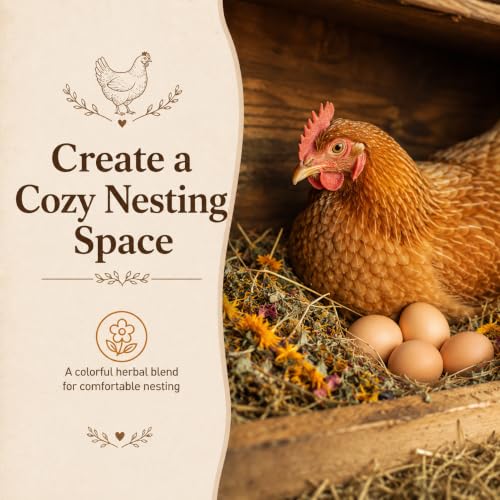 MAQIHAN 10oz Chicken Nesting Herbs - Dried Herbs Supplement for Laying Hens | Natural Chicken Treats for Nutritious Feeding, Comfortable Bedding Supplies for Nesting Pad & Box, Chicken Coop Accessories - size: 10 Ounce (Pack of 1)