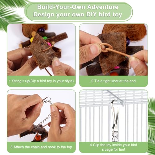Kyouki Bird Toy for Parrots，Cockatiels, Budgies, Conures, Macaws, Lovebirds, Amazons and Other Small/Medium/Large Birds - Chewable & Shreddable Natural Coconut Husk Enrichment Toy (Medium DIY) - size: Medium DIY