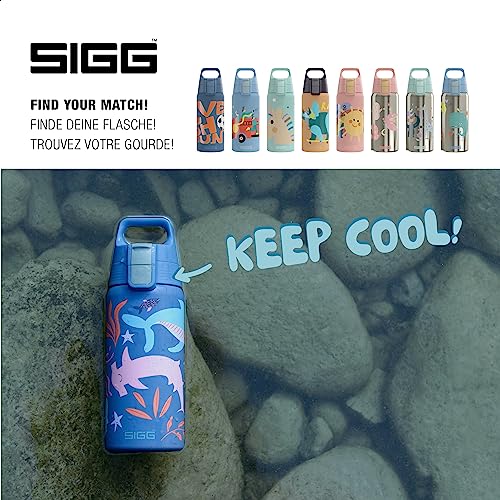 SIGG - Insulated Kids Bottle - Shield One Therm - For Carbonated Beverages - Dishwasher Safe - Stainless Steel - 17 Oz - color: Blue World
