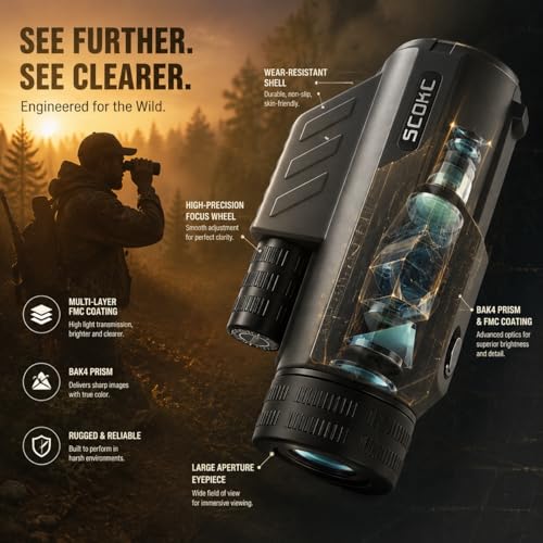 Waterproof Monocular Telescope | Lightweight with Travel Bag, Compact, 12X Magnification, Wide Field of View for Bird Watching, Hunting, Hiking, Camping (12x32, Dark Grey) - color: dark grey