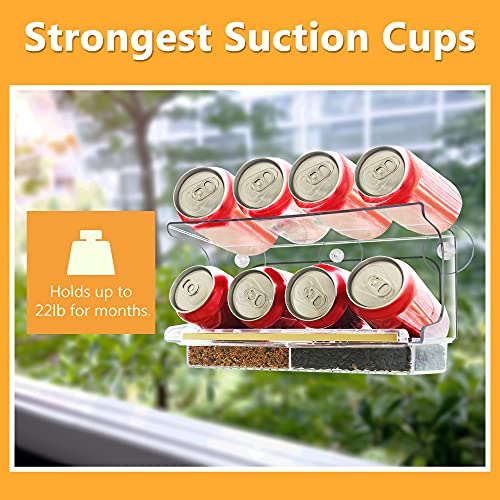 LUJII Shatterproof Window Bird Feeder with Strongest Suction Cups, Polycarbonate Window Mount Feeder with Crystal Clear View & Life-Out Tray, Fits Bigger Birds Like Cardinal or Blue Jay, Clear - color: Clear, size: M