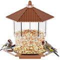 Bird Feeders for Outdoors Hanging,Large Capacity Birdfeeders for Outside Squirrel Proof,Hanging Mount Bird Seed Feeder Hopper for Cardinals,Finches Food Holder and Garden Decoration,Brown