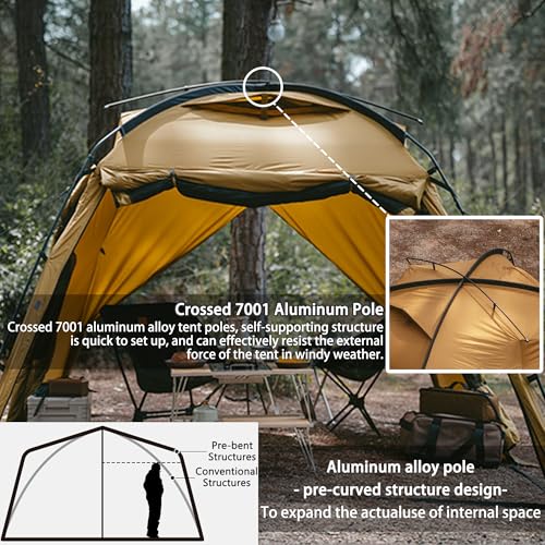 Naturehike Dune Hot Tent with Stove Jack, 117 sq ft 4 Seasons Camping Tent, 2-4 Person Waterproof Large Tent for Family, Car Camping, Picnic, Fishing, 6 Person - color: Dune7.6-Tent