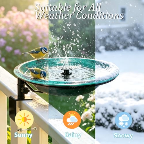 11.5" Deck Mounted Birdbath & Feeder, GreenYard Decor | 2-in-1 Bird Bath & Feeder,Sturdy Deck Clamp,Tool-Free Setup,Weather Rust Resistant,Patio Lawn Decor,Gift for Bird Lovers