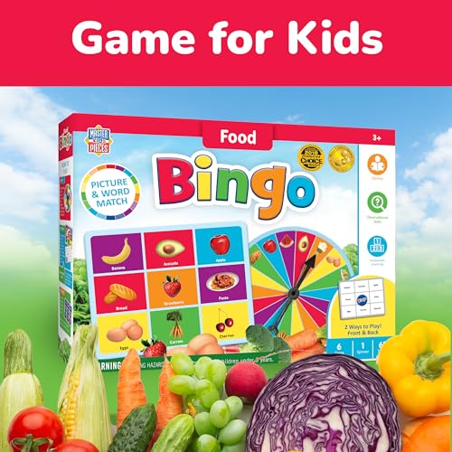 MasterPieces Kids Games - Food Bingo Game - Fun Family Entertainment for Kids and Adults - Educational, Engaging, and Perfect for Game Night, Classroom Activities, and Interactive Play for All Ages - style: Food