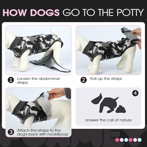 Dog Surgery Recovery Suit, Soft Breathable Neuter Suit for Male Dogs | Post Neuter Surgery Suit, Alternative to Cone of Shame, Wound Care for Dogs, Anti-lick Dog Recovery Suit Camouflage XS - color: Grey Camouflage, size: Xs(back:8.3-11.4in,wt:4-7lbs)