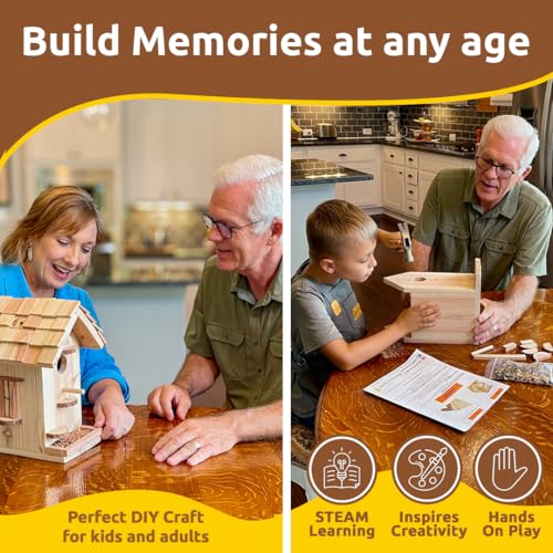 Premium Wooden Bird House Kit - Build it Yourself Birdhouse - Birdhouse Kits for Adults to Build - Woodworking Adult Crafts & DIY Bird House | Build it Yourself Birdhouse - Birdhouse Kits for Adults to Build - Woodworking Adult Crafts & DIY Bird House