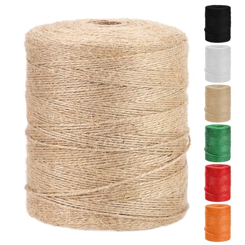 Vanhench Natural Jute Twine Rope 1/13" (2mm) x 1100FT | Jute String Cord for Crafts Gardening Garden Plant Gift Wrapping Arts & Crafts Packing Material Christmas Bulk Decorations - color: Brown, size: 2mm (1/12 In)×1100ft (335m)