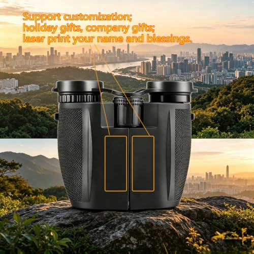Compact Binoculars for Adults & Kids, Custom Laser Engraving Service, Bird Watching, Theater, Concert, Hunting, Sports Games, Ideal Holiday & Corporate Gift (Black, 20×25) - color: Black, size: 20×25