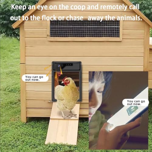 Automatic Chicken Coop Door with WiFi & 1080P Camera - Solar/USB Powered Smart Roll-Up Door, 5000mAh Battery, Anti-Pinch, Security Alarm, App Control for Poultry Safety