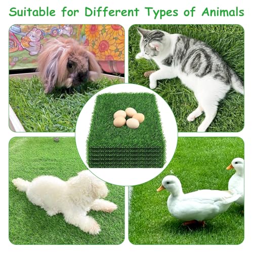 kathson 6 PCS Washable Nesting Pads for Chicken Coop, 11.8 X 23.6 in Artificial Grass Turf Rug Cuttable Chicken Coop Liner for Laying Eggs Reusable Nest Box Bedding Egg-Protecting Mats for Coops - size: 6 Pcs