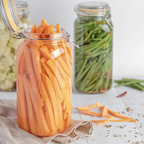Glass Jar with Airtight Lid 67 oz | Food Storage Jar, Wide Mouth, Leak Proof Kitchen Canister - size: 67 oz
