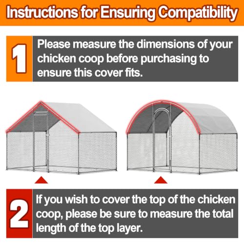 2pcs 4x7ft Chicken Coop Covers Accessories for Winter - Easy to Install Waterproof Chicken Run Tarp with Elastic Cords & Ropes - size: 4x7ft