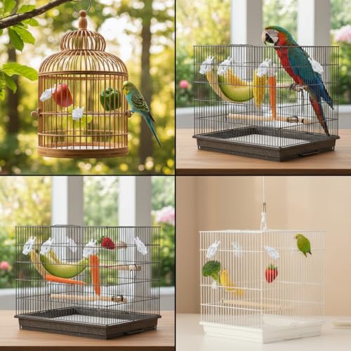 10 Pcs Bird Cage Food Holder, Millet Holder for Bird Cage, Parrot Fruit Vegetable Clips Plastic Birds Cages Feeder Clip for Budgie Parakeet Cockatoo Macaw Cockatiel Conure Budgie Treats Cages