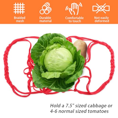 4pcs Chicken Vegetable Hanging Feeder Polyester Chicken Vegetable String Bag with Metal Hooks in Coop Veggies Holder Feeding for Poultry, Hens, Duck(4 Colors)