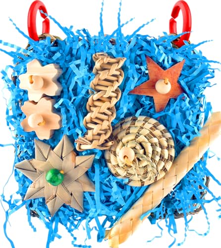 KATUMO Conure Toys, Bird Foraging Toys Parakeet Shredding Grass Mat Hanging Toys for Cockatiel Conure Lovebird Parakeet Bird Cage Accessories | Natural Grass Mat Toy for Birds Chewing & Foraging, Easy Hanging, Perfect for Conure, Lovebird and Small Medium