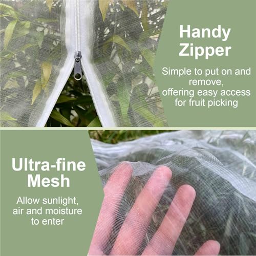 Fruit Tree Netting Cover with Zipper & Drawstring, 2 Packs 4ft x 4ft Insect Bird Barrier Netting for Garden Protection, Ultra Fine Mesh Garden Netting - size: 4 x 4 ft(2 Packs)