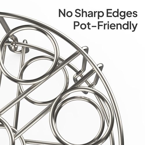 Stackable Egg Steamer Rack Holds 18 Eggs with Handles, Stainless Steel Instant Pot Trivet Fits 6qt/8qt Pressure Cooker, 2-in-1 with Skewers for Grilling