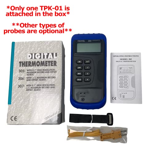 DTM-305 Digital Single Input Thermocouple Thermometer with Type k thermocouple Probe (TPK-01)