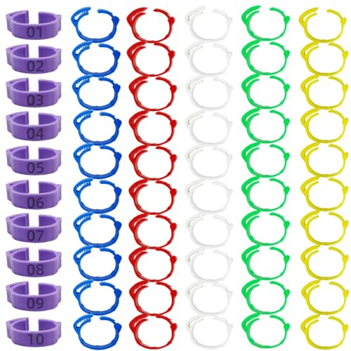 DoubleWood Large Poultry Leg Bands, 60 Pcs Adjustable Chicken Leg Bands Clip on Leg Rings for Chicken, Duck, Guinea, Goose, Gamefowl, Turkey, 20-25mm