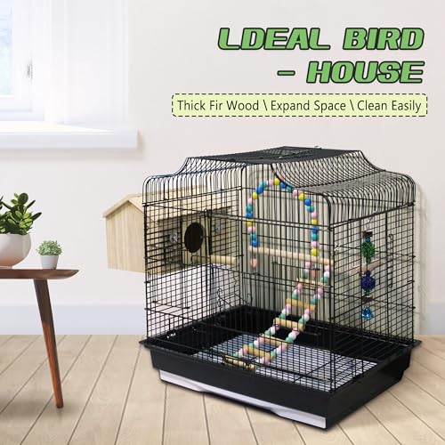 HiCaptain Bird Nesting Box Wooden Cockatiel Breeding Nest for Cages, Large Parakeet Nest Box Lovebird House Budgie Breeding Box (Wood)