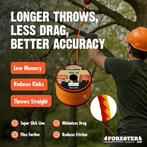 FORESTER Arborist Throw Line Kit | Throw Weight & 166ft Rope | Ultra Slick 100% Polyester Rope | Arborist Equipment for Tree Climbing - style: 11oz Throw Weight