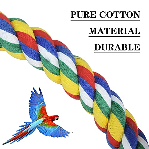 WishLotus Bird Perches, Parrot Colorful Climbing Rope Swing Toys Parrot Stand with Bell and Hanging Clip for Parrots, Budgies, Macaws, Parakeets, and Other Small Birds. (100cm) - size: 100cm