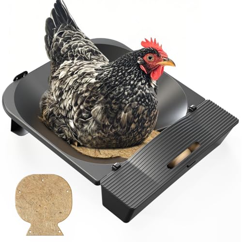 Roll Away Nesting Box for Chicken Coop with 3 Coconut Fiber Nesting Pads,Hen House Accessories,Black (1Pack) IVAHOU 鸡舍用可移动产蛋箱，带 3 个椰纤维产蛋垫，鸡舍配件，黑色（1 件装）