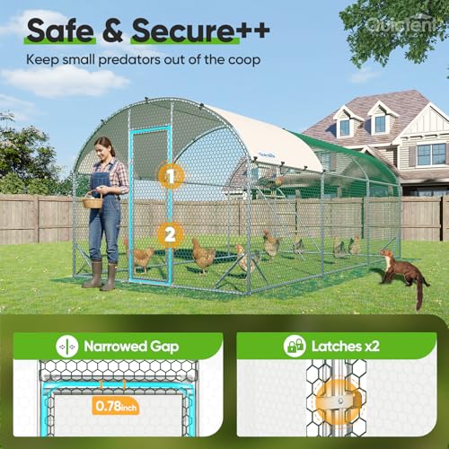 Quictent Essential Series 18x9ft Metal Chicken Coop Run w/Climbing Ladder | Walk-in Outdoor Poultry Cage with PVC Coated Chicken Wire, Hen Duck Rabbit Farm House, Waterproof Anti-UV Cover - size: 18x9ft