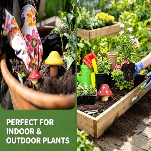 4PCS Terracotta Self Watering Spikes, Mushroom Shaped Self Watering Globes | Automatic Plant Waterer Outdoor&Indoor Use, Vacation Clay Watering Devices System, Slow Release Self Watering Planter Insert - color: Mushrooms Set (Pack of 4)
