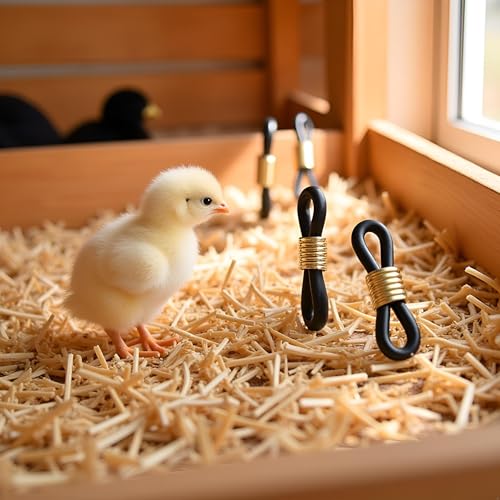 50 Pcs Black Baby Chick Splay Leg Hobble Chicken Leg Bands, Adjustable Chicken Hobble Braces for Spraddle Leg Repair Poultry Care Supplies, Bird Ducks Newly Hatched, Poultry Feeders