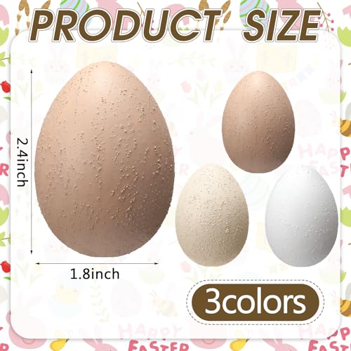 Gejoy 24 Pcs Easter Speckled Eggs Textured Plastic Eggs Neutral Easter Decor Pastel Fake Chicken Eggs Easter Bowl Basket Vase Fillers Rustic Spring Easter Decor for Home Table Egg Hunts (Matt) - style: Matt