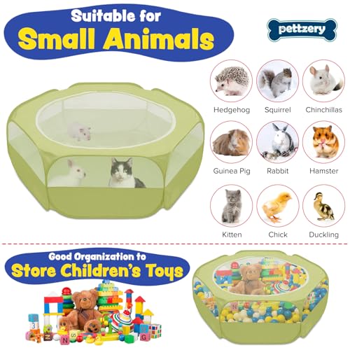 Small Animal Playpen with Zippered Top, Portable Waterproof Pet Cage (47"x23") for Kitten, Bunny, Guinea Pig, Hamster, Chicken Brooder, Indoor & Outdoor Exercise Pen, Foldable Design - color: Green