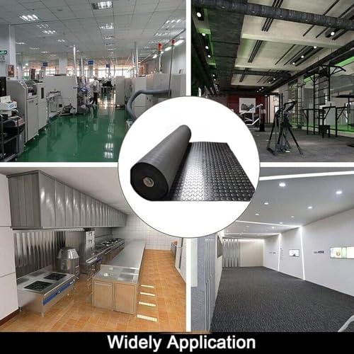 Heavy Duty Coin-Grip Rubber Flooring Roll, 4' x 8', 1/8" Thick, Black, Waterproof, Anti Slip, Safety Floor Protector Mat for Garage, Workshop, Bench, Cellar, Trailer, Mews, Cowshed