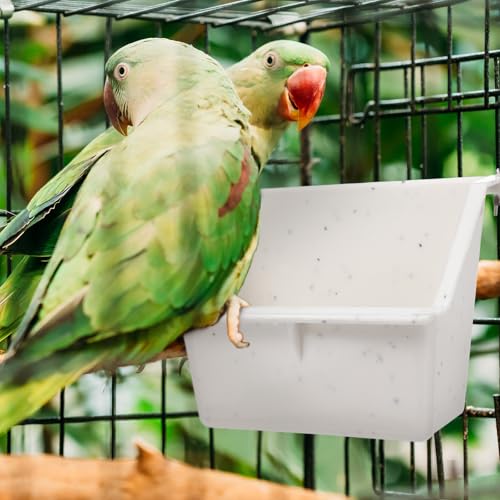 LemonRoad 3 Pcs Bird Cage Feeders Winged Plastic Cup Universal Cage Waterer Food Dishes Bowl Pet Supplies Accessories for Small Bird(Milky White)
