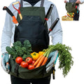 Gardening Apron Waterproof Cross Back Apron, Extra 600D Heavy Duty Apron Harvest and Large Quick Release Pockets - color: Green, size: Medium