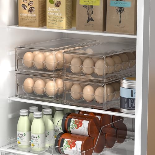 Egg Container for Refrigerator BPA Free Refrigerator Organizer Bins,Stackable Egg Holder for Refrigerator,18 Egg Tray,Clear - size: 18 Egg Holder