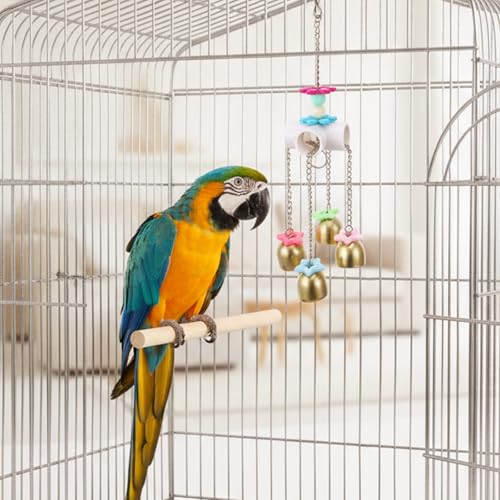 Parrot Bell Toys Bird Parrot Cage Hanging Bells Toys for Budgie, Cockatiels, Conures, and Lovebirds