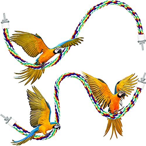Weewooday 2 Pcs Bird Rope Perches Climbing Rope Bird Cage Accessories for Parrots, Parakeets, Cockatiels, Conures(31.5 Inch) - size: 31.5 Inch