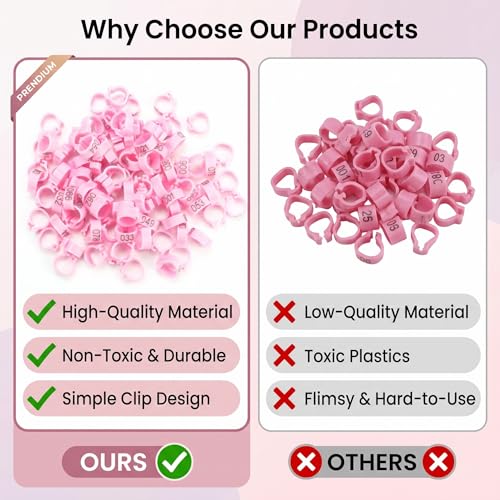 100PCS/Bag 8MM Plastic Pigeon Bands Rings, 001-100 Numbered Plastic Pigeon Bird Leg Bands Rings with Number()