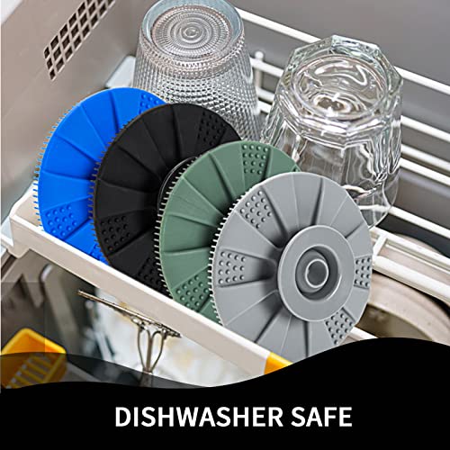Silicone Dish Scrubber, Non-Scratch Scrub Spong for Washing Dish, Pot, Pan | Kitchen Silicone Sponge, Fruit & Vegetable Cleaning Brush, Reusable Dishwashing Scrubber, Suction Up Hang, 1 Pack, Black - color: 1pcs Black