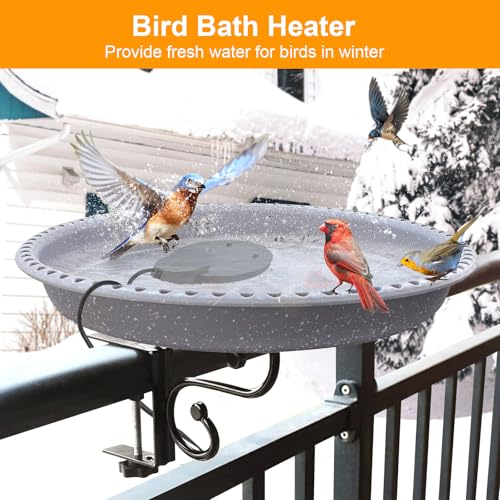 500W Chicken Water Heater w/Thermostat, Aluminum Cast Bird Bath Heater & Pond Deicer, Winter Trough Heater for Poultry, Horses, Cows