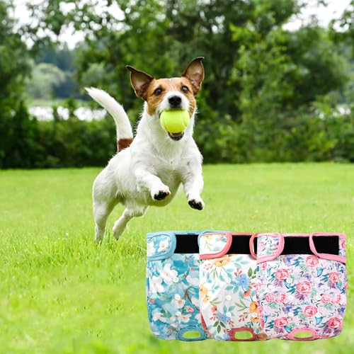 3Pack Reusable Dog Diapers Female,Washable Diaper for Doggie,Highly Absorbent Dog Diaper,Adjustable Leakproof Puppy Girl Dog Diapers for Heat,Incontinence,Period Doggy Nappies S - color: Flowers, size: S(Newborn-11.5"Waist)