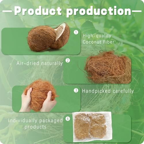 Bird Nesting Material,100% Natural Coconut Fiber Bird Nest Bedding, 3.7oz，Safe&Soft Nesting Supplies for Hummingbirds, Canaries, Parakeets, Wild Birds | for Bird Cages, Nest Boxes, Outdoor Bird Houses