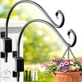 Swivel Plant Hanger Bracket Outdoor 2-Pack, 16" 60lbs Heavy-Duty Metal Hook | 180° Adjustable Rotation, Rust-Resistant Coating, Complete Hardware Included, for Hanging Baskets Bird Feeders Lanterns - size: 16"-2PCs