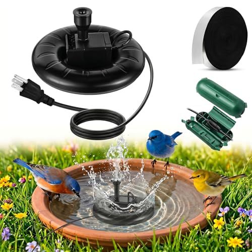 Relaxweex 70 W Electrical Bird Bath Fountain with Submersible Heated Water Pump Pipe Insulation Tape Cord Cover for All-Season Outdoor Birdbath, Wild Birds, Chicken Poultry Tank Outdoor Garden Lawn