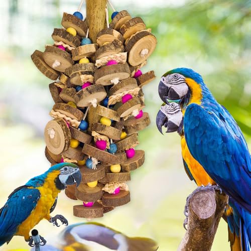 Extra Large Bird Parrot Toys- 19.7 inch Multicolored Natural Wooden Block Parrot Chewing Toy Suggested for Macaws cokatoos, African Grey and a Variety of Amazon Parrots. (Large Size)
