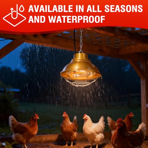 Chicken Heat Lamp 350W Chicken Coop Heater with Carbon Fiber Bulb Winter Hanging Heat Lamp for Chicks Brooder Pen, Duck, Pet House, Poultry, Greenhouse Plant (350 Watt)