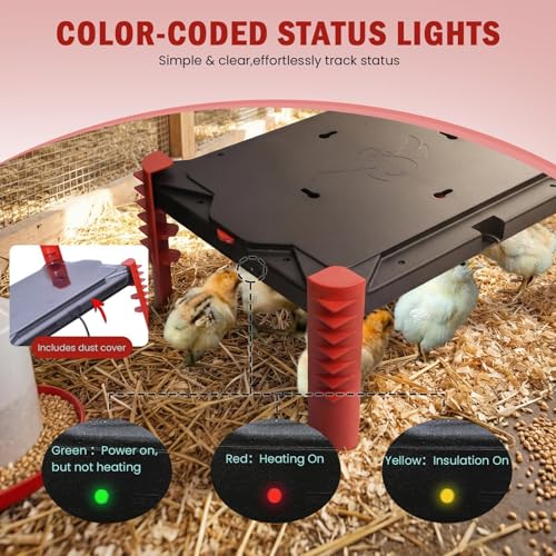 200W Chick Brooder Heater Plate, 16"x12" | 2-in-1 Brooder Plate for Chicks & Poultry & Coops, Adjustable Height, Smart Thermostat, Safe & Energy Saving - size: 17.0"L x 12.0"W x 3.0"H